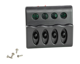 Панель бортового питания 4 переключателя, индикация, предохранители (10054-BK)